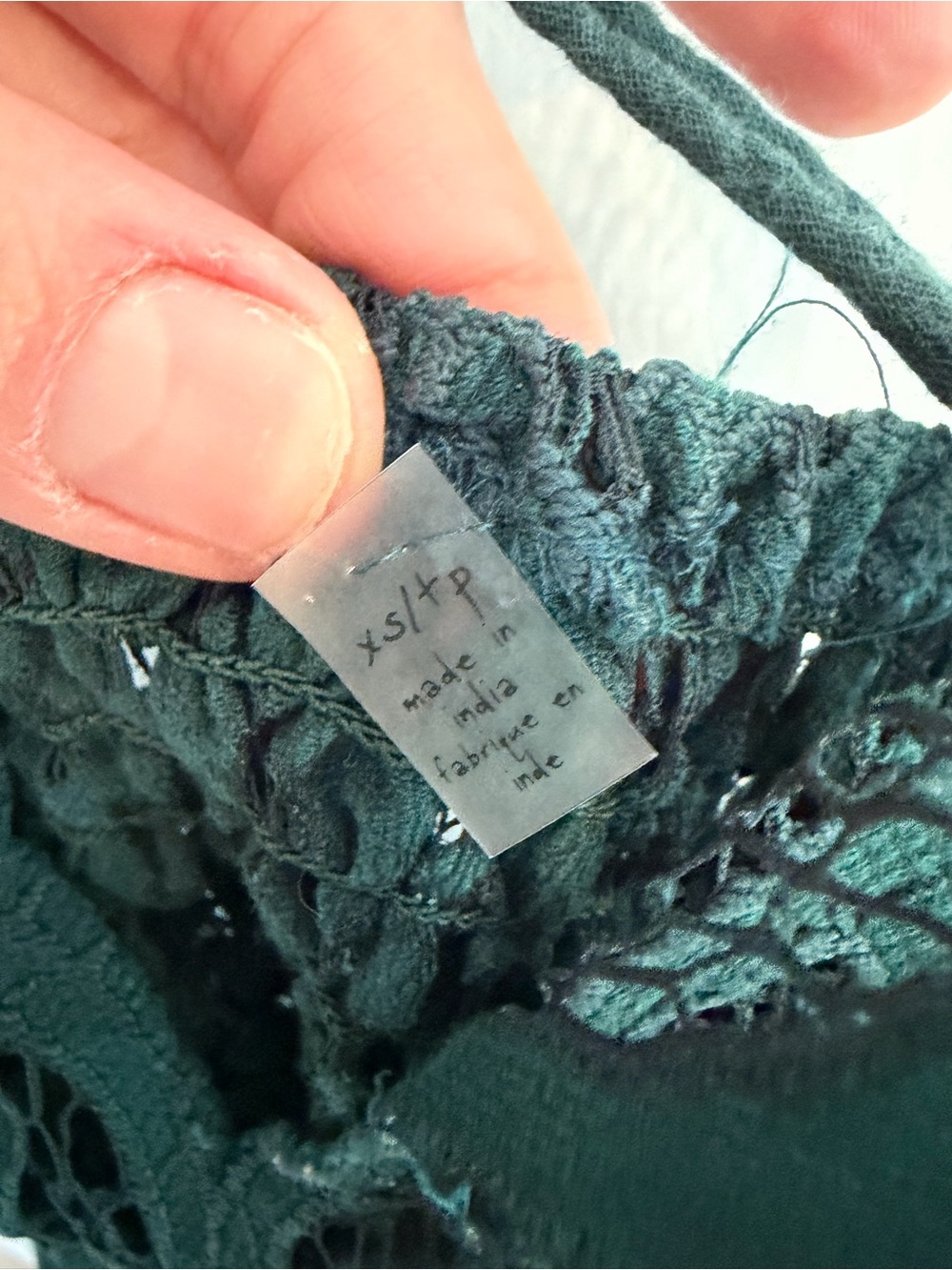 Free People FP One Adella Slip Dress XS Green Crochet Lace Boho Mini - Picture 6 of 8